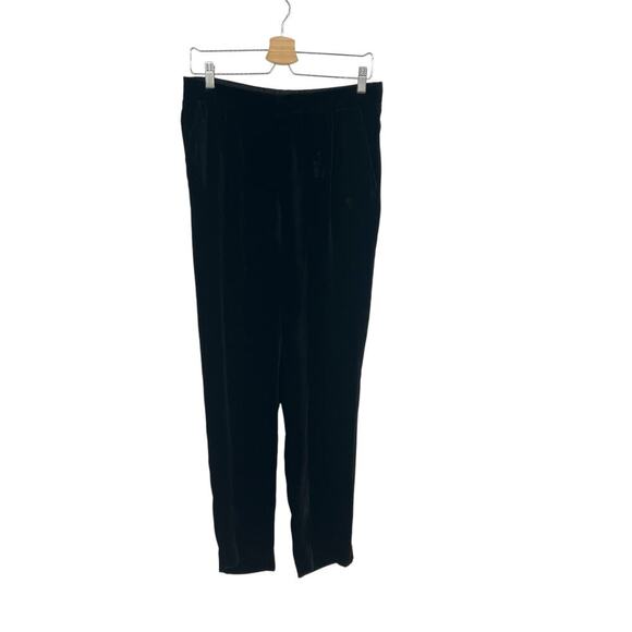 Vince Trouser Pants Velvet Single Pleat Elastic Waist Pull On Black Size Small - Picture 2 of 14